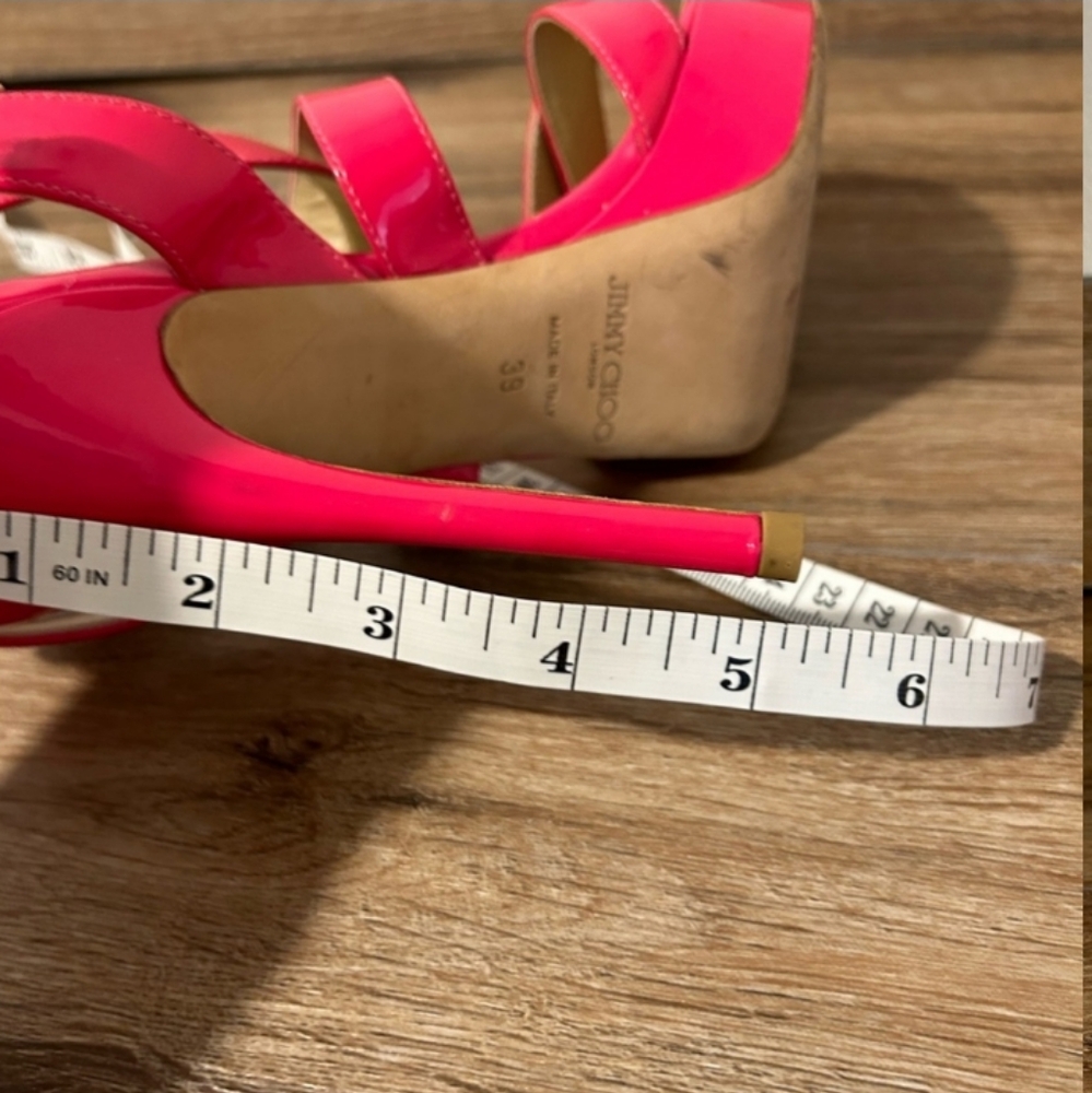 JIMMY CHOO “Louisa" Fuchsia Pink Strappy Platform Sandals Shoes 8.5M pre loved - Picture 5 of 15